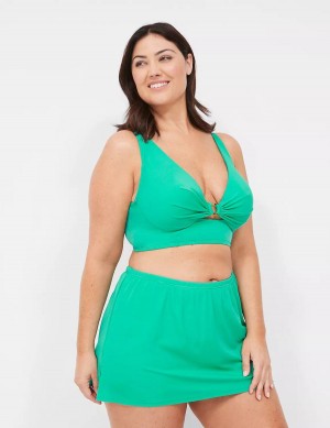 Women Lane Bryant Underwire Longline O-Ring Bikini Top Turquoise | MPH618LB