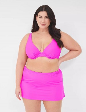 Women Lane Bryant Underwire Plunge Bikini Top Pink | NLX5754UD