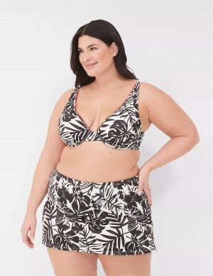 Women Lane Bryant Underwire Plunge Bikini Top White Black | NKA9947NU