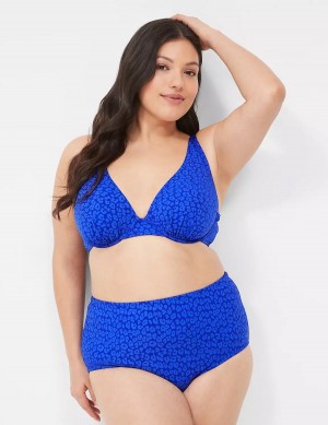 Women Lane Bryant Underwire Plunge Bikini Top Dark Blue | XVK5583IK