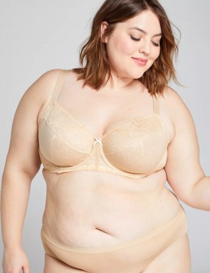 Women Lane Bryant Unlined with Lace Balconette Bra Beige | CDH8250NS