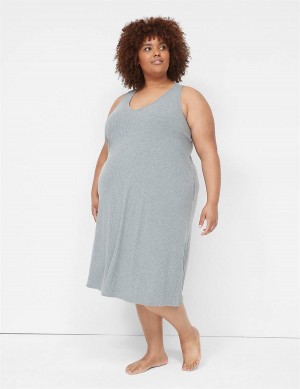 Women Lane Bryant Wide Rib High-Slit Midi Dress Grey | ONX1111LR