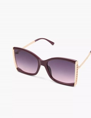 Women Lane Bryant Wine With Goldtone Hinge Square Sunglasses Burgundy | DLN8295OG