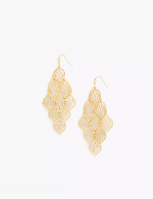 Women Lane Bryant Zebra Print Chandelier Earrings Gold | TSZ4522ID