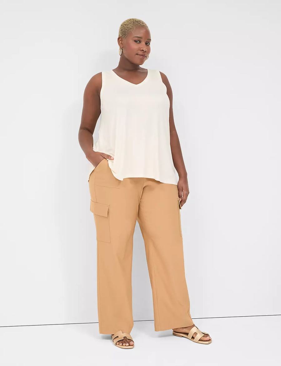 Women Lane Bryant 4-Season Pull-On Straight Cargo Pants Brown | ECN9827GY