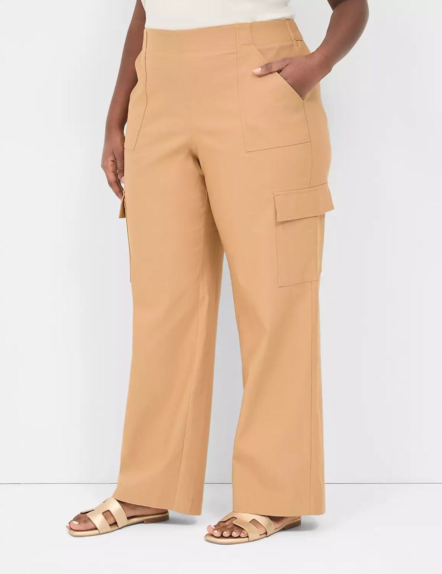 Women Lane Bryant 4-Season Pull-On Straight Cargo Pants Brown | ECN9827GY