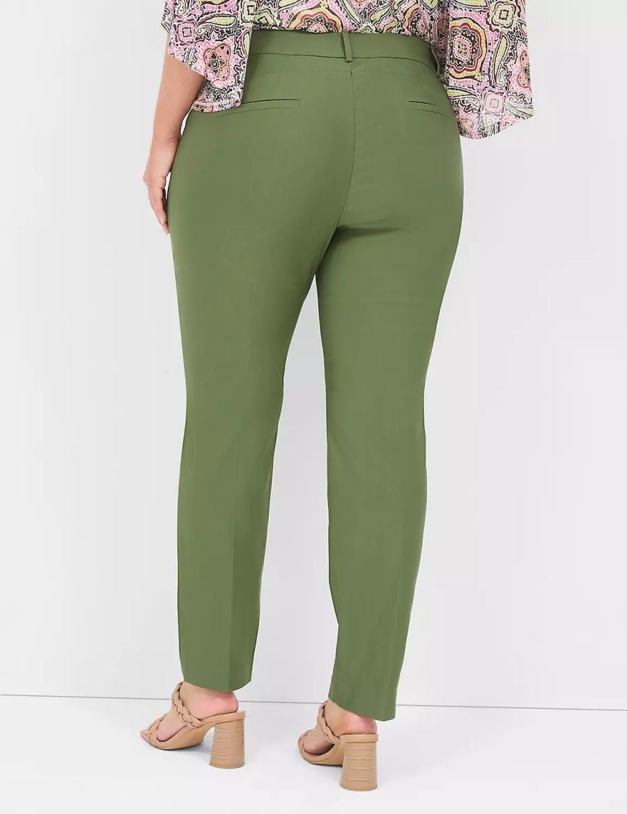 Women Lane Bryant 4-Season Slim Ankle Pants Brown Green | SJN2288SG