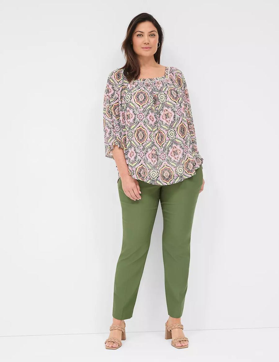 Women Lane Bryant 4-Season Slim Ankle Pants Brown Green | SJN2288SG