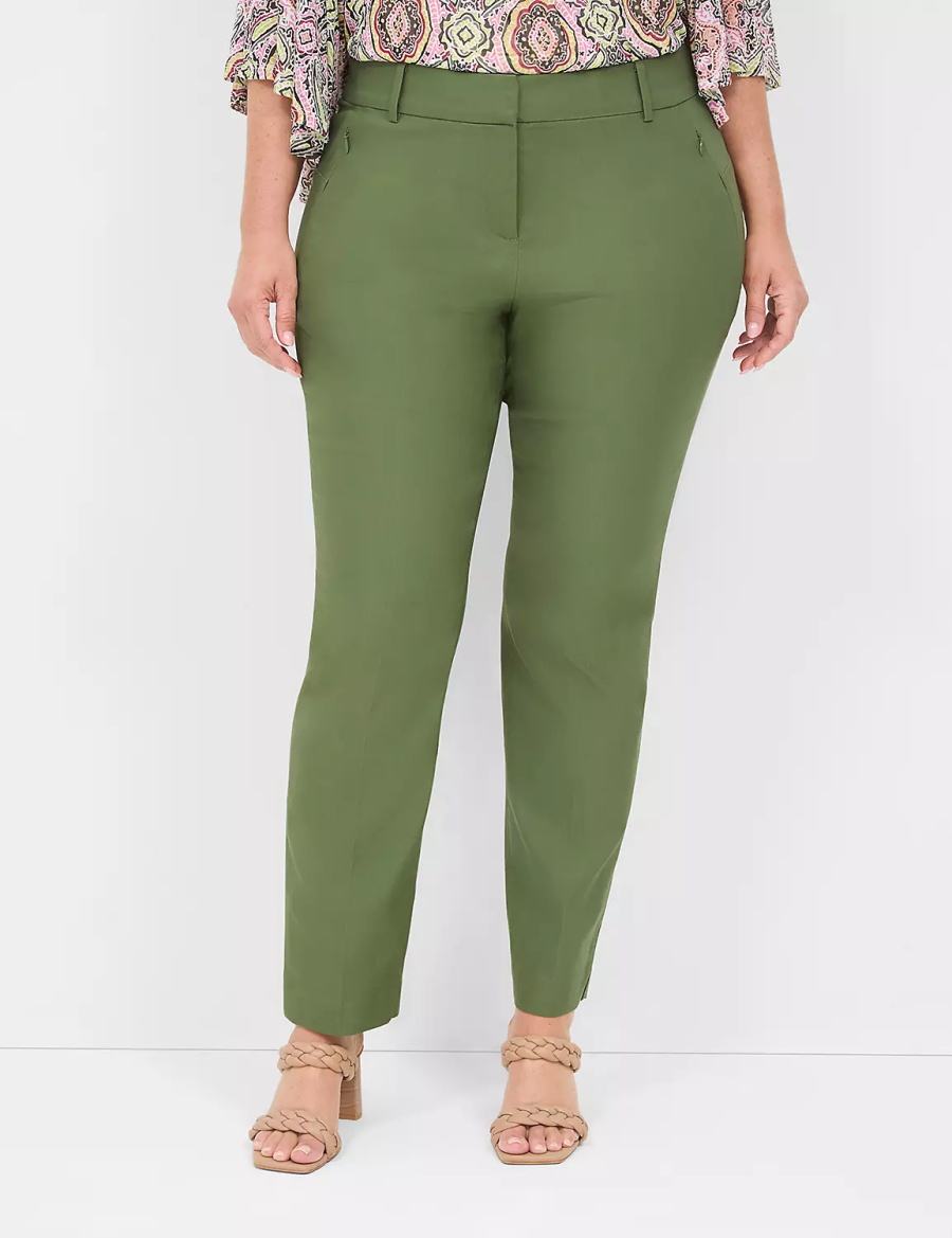 Women Lane Bryant 4-Season Slim Ankle Pants Brown Green | SJN2288SG