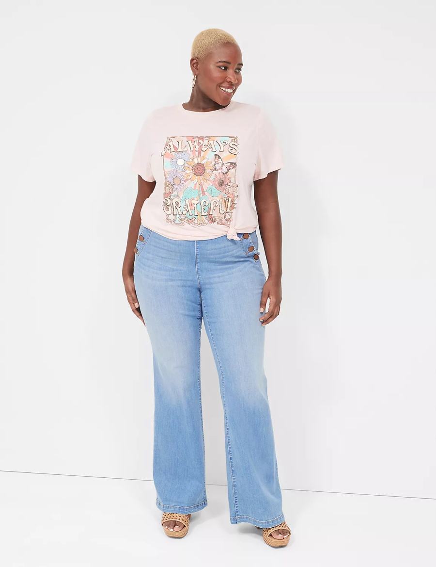 Women Lane Bryant Always Grateful Graphic Tee T Shirts Pink | NNI10041IZ