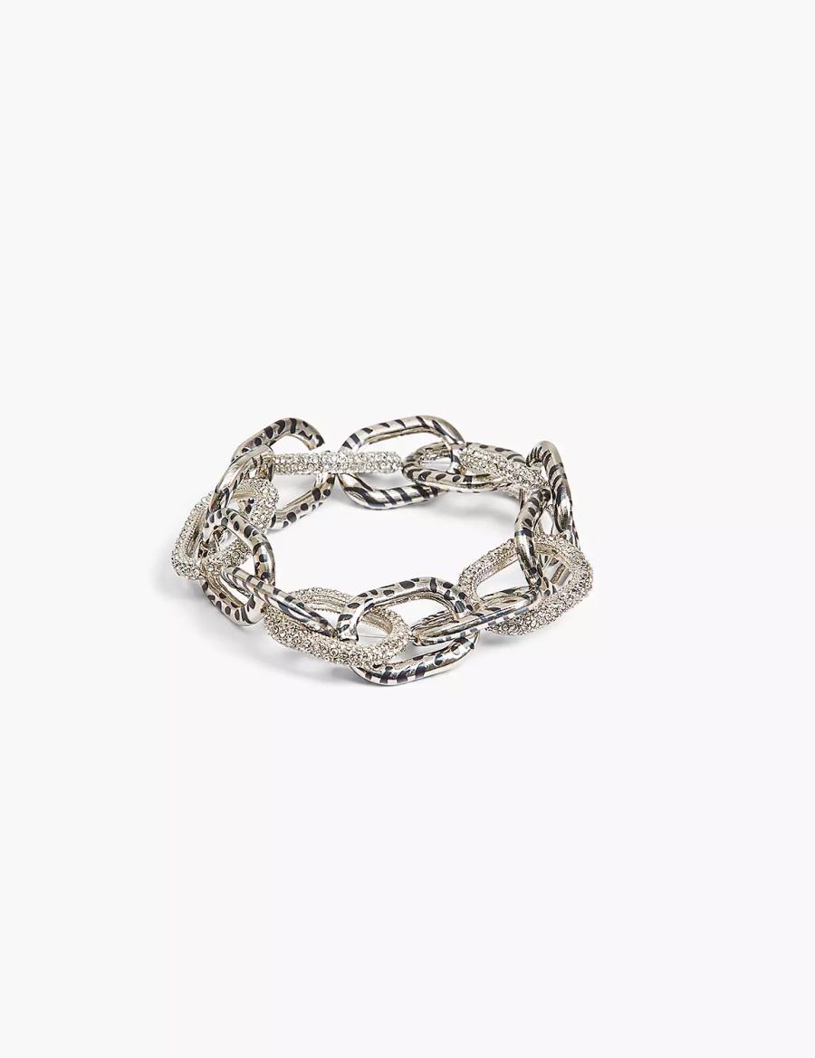 Women Lane Bryant Animal Print-Link Stretch Bracelets Silver | HWA1812HD