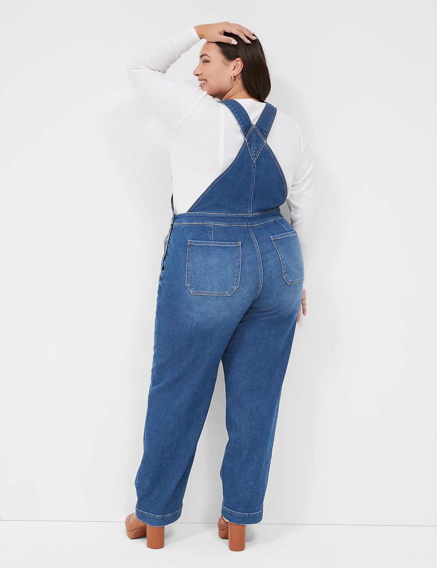 Women Lane Bryant Authentic Straight Leg Denim Overall Blue | PEU3236BT