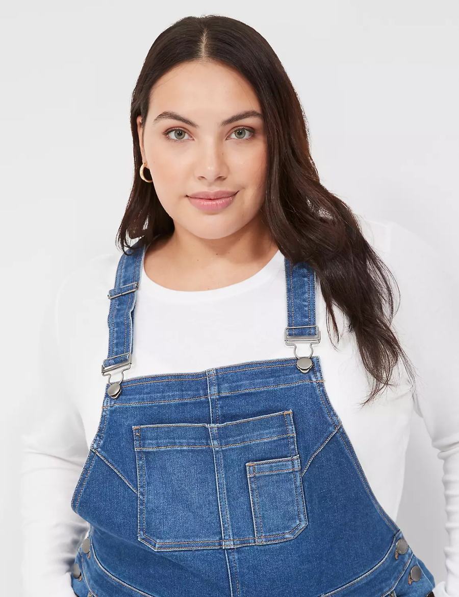 Women Lane Bryant Authentic Straight Leg Denim Overall Blue | PEU3236BT