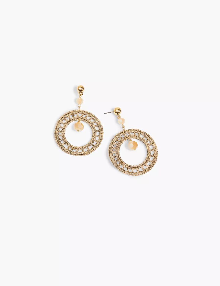 Women Lane Bryant Beaded Woven Filigree Drop Earrings Gold | VAI2174HK