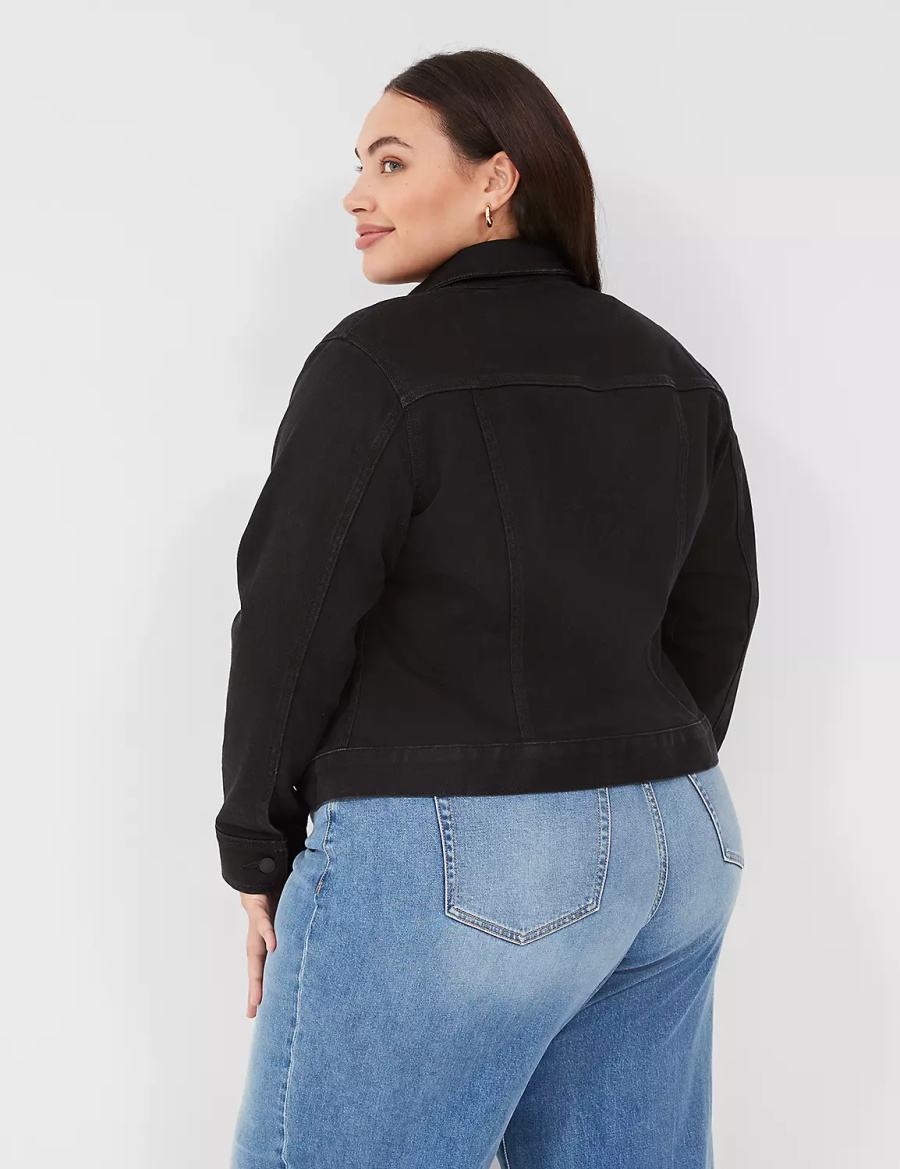 Women Lane Bryant Black Denim Jackets Black | LAQ6596DK