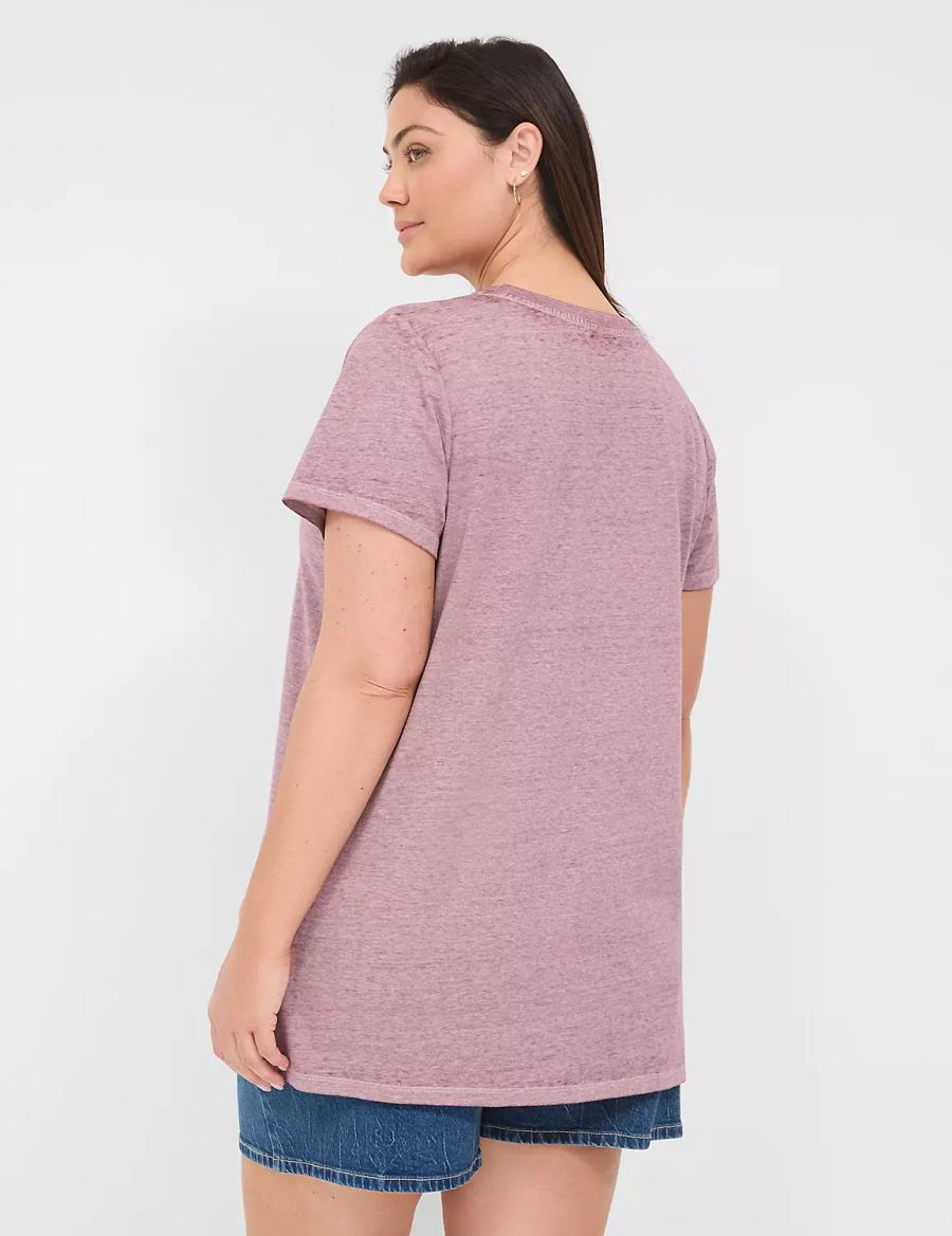 Women Lane Bryant Blessed Graphic Tee T Shirts Deep Purple | NHR7690UY