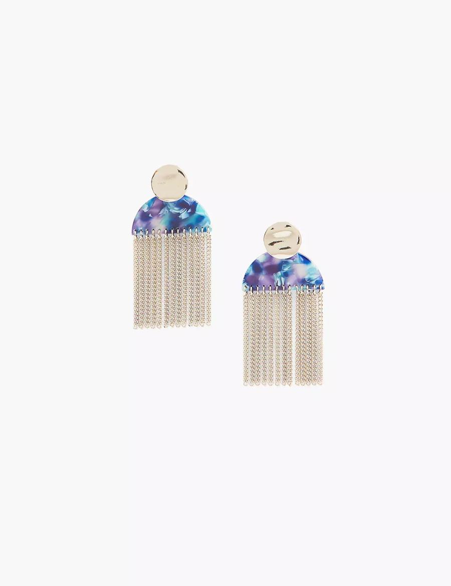 Women Lane Bryant Blue Tassel Drop Earrings Silver | JGP1565NX