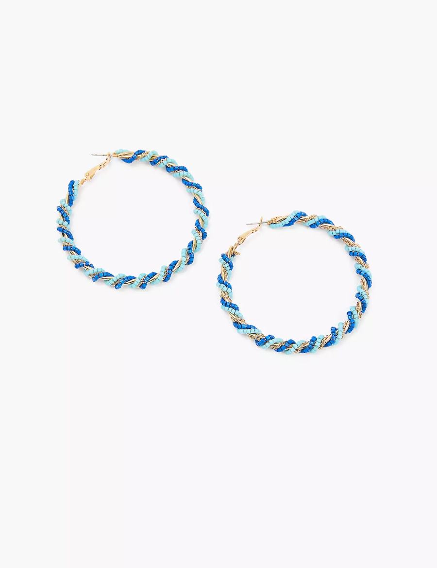 Women Lane Bryant Blue Twisted Hoop Earrings Gold | CNP3314ZA