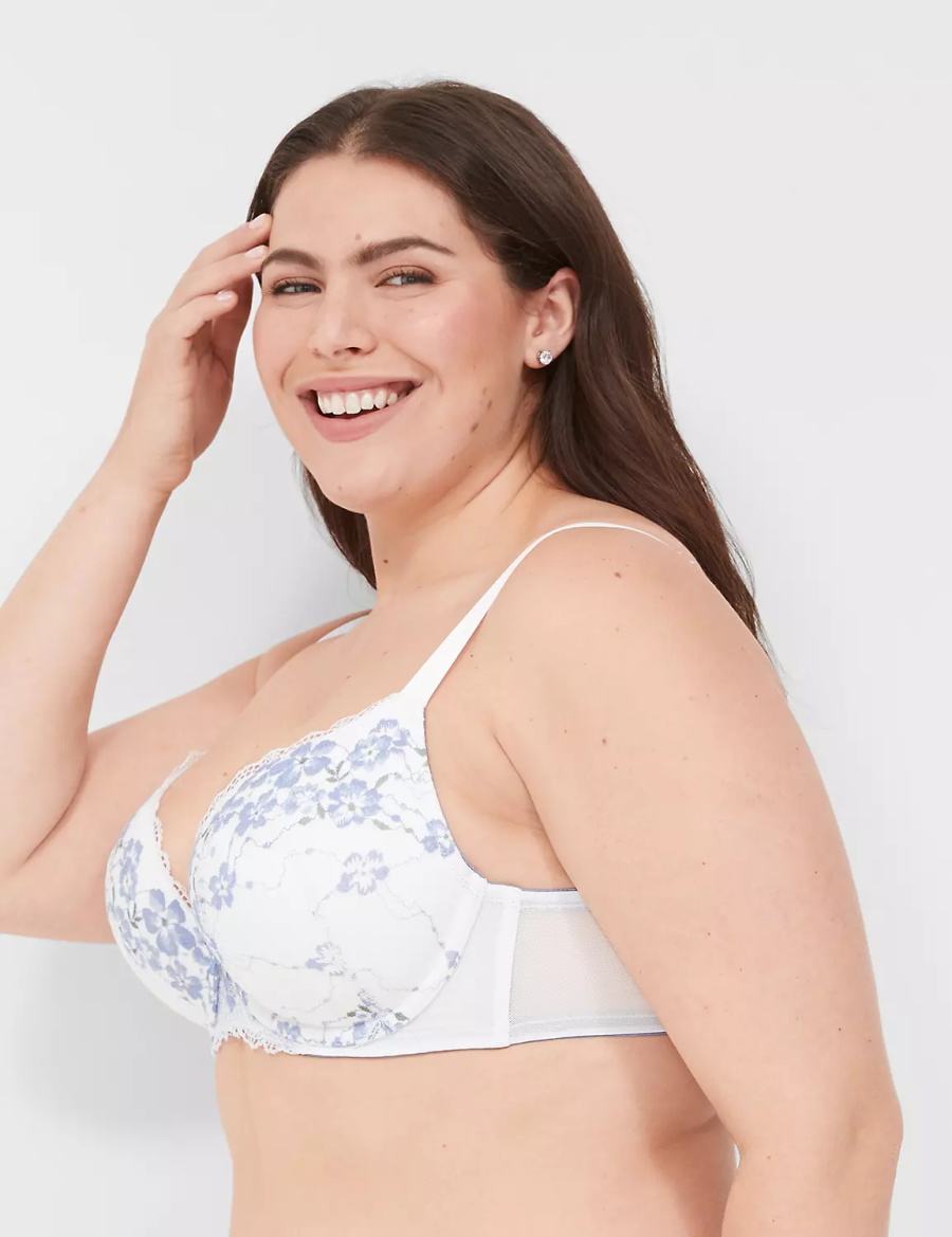 Women Lane Bryant Boost Plunge With Lace Bralettes White | HCM7166VX