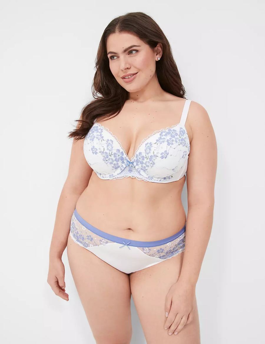 Women Lane Bryant Boost Plunge With Lace Bralettes White | HCM7166VX