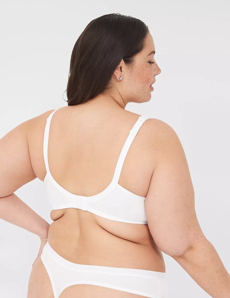 Women Lane Bryant Boost Plunge With Lace Bralettes White | MMG5698KN