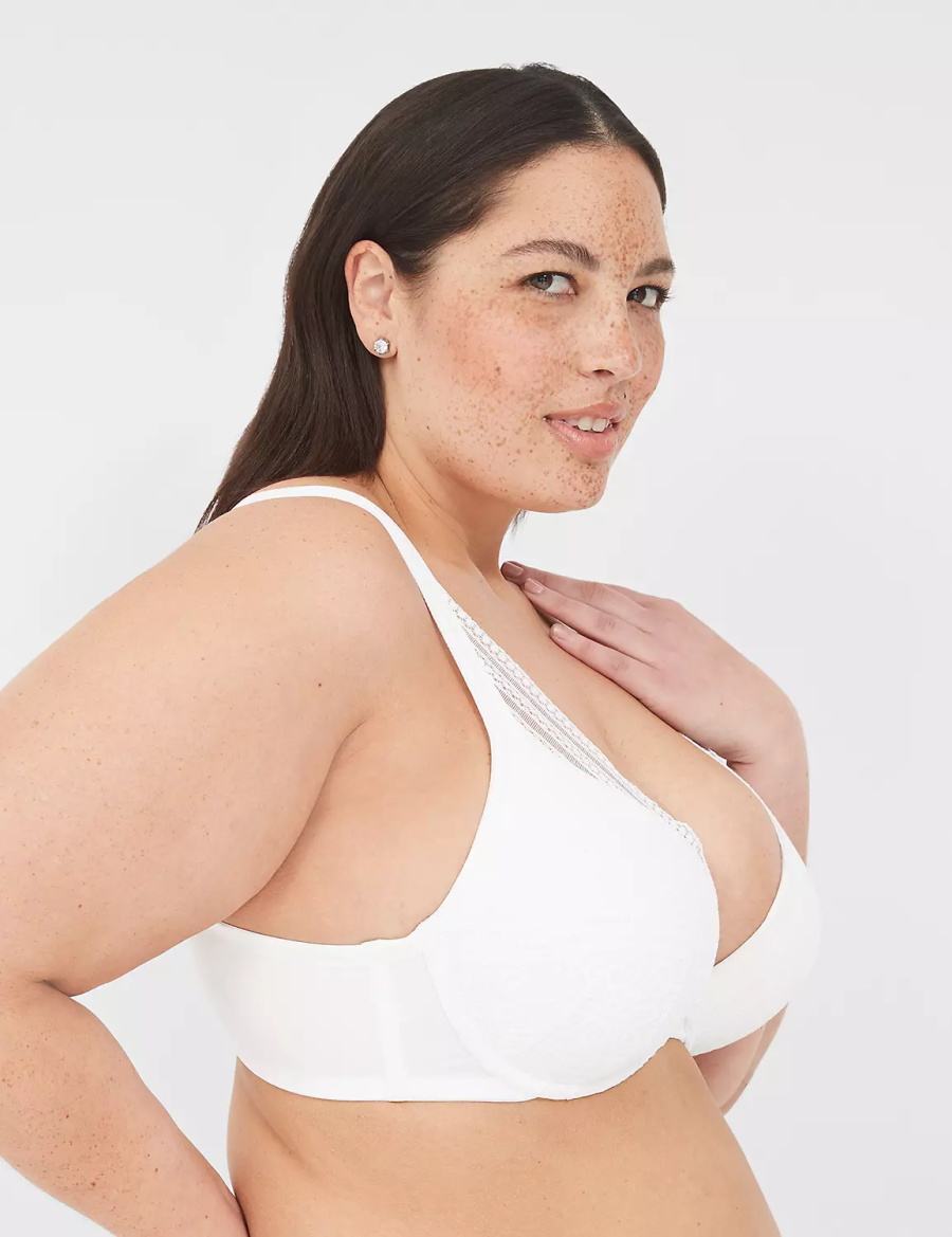 Women Lane Bryant Boost Plunge With Lace Bralettes White | MMG5698KN