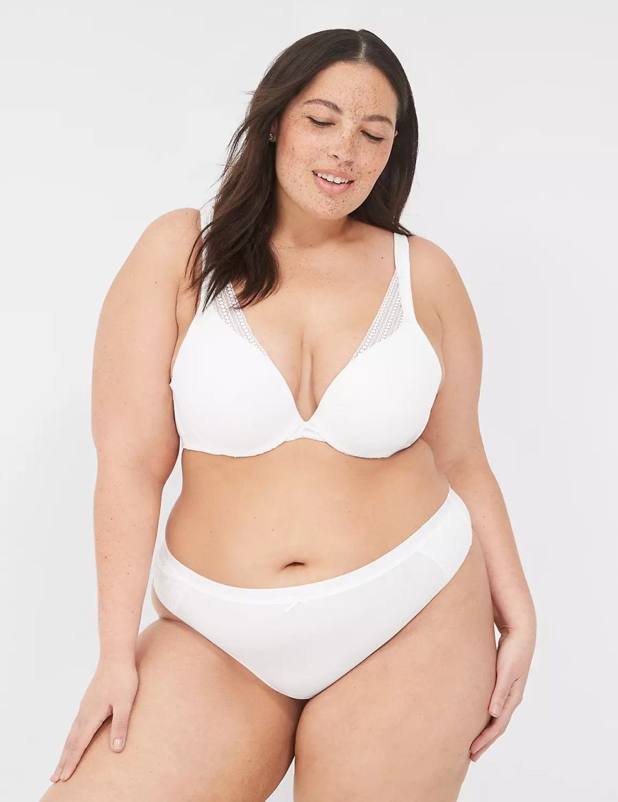 Women Lane Bryant Boost Plunge With Lace Bralettes White | MMG5698KN