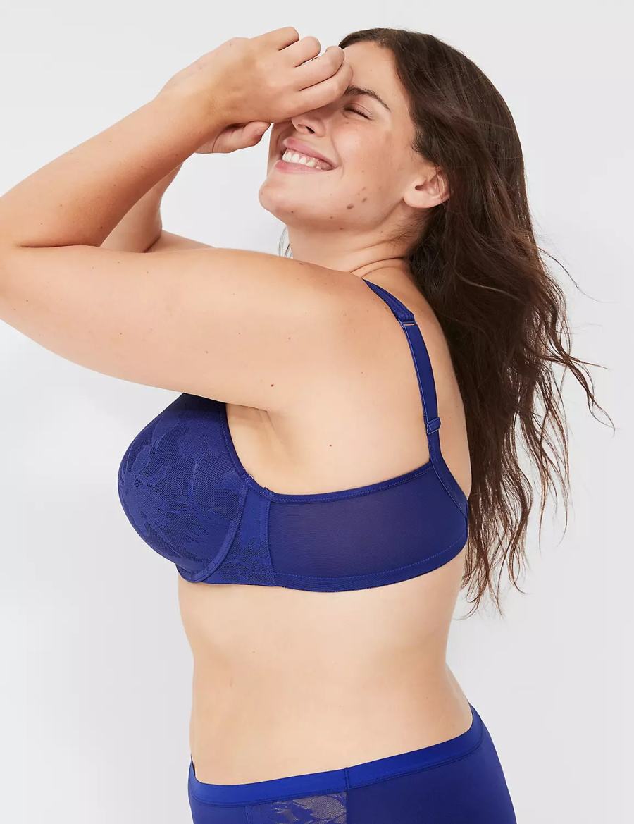 Women Lane Bryant Boost Plunge With Lace Bralettes Blue | MYK8051TD