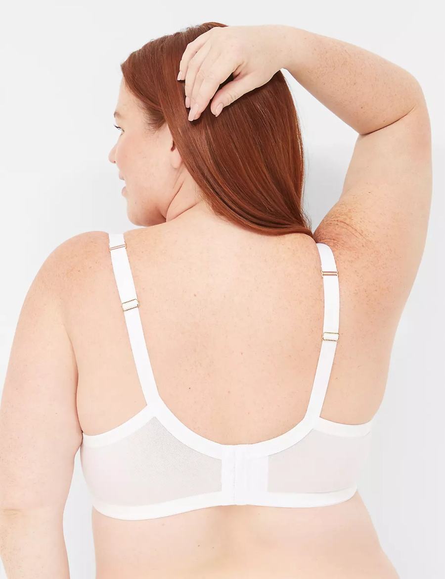 Women Lane Bryant Bow-Front Sheer Unlined Balconette Bra White | QUG917WJ