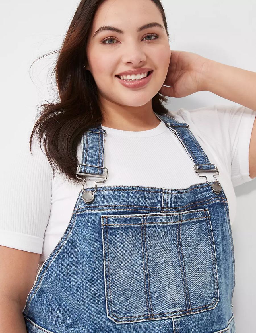 Women Lane Bryant Boyfriend Denim Overall Blue | CKA4923ZN