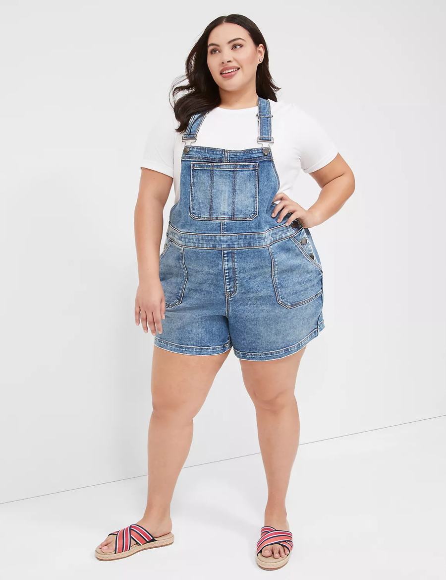 Women Lane Bryant Boyfriend Denim Overall Blue | CKA4923ZN