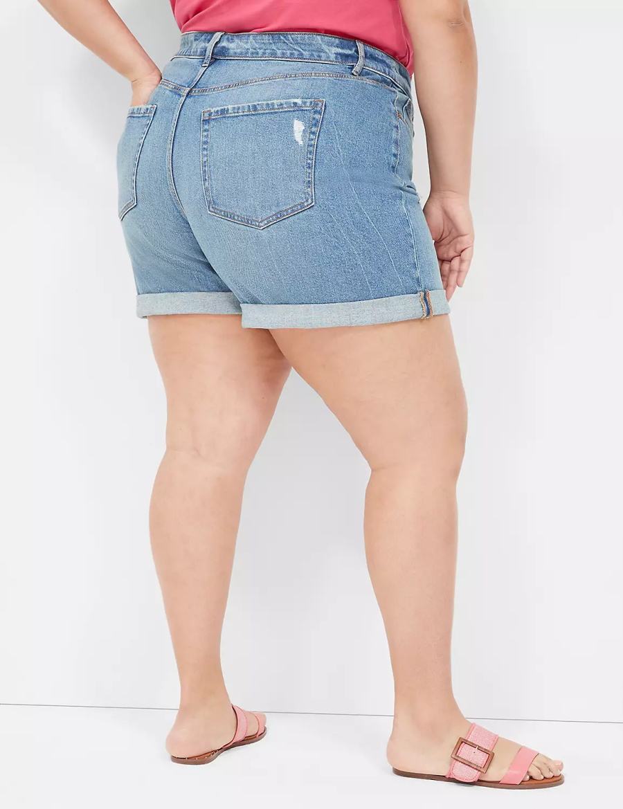 Women Lane Bryant Boyfriend Fit Jean Shorts Blue | MZS4541LU