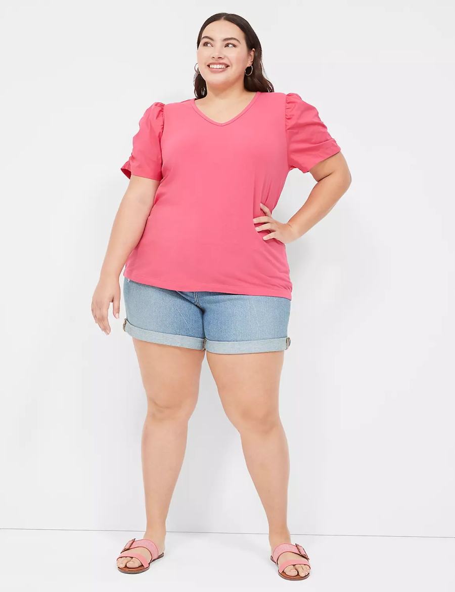 Women Lane Bryant Boyfriend Fit Jean Shorts Blue | MZS4541LU