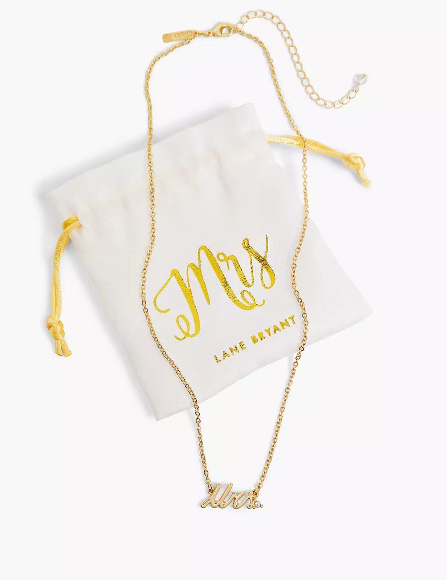 Women Lane Bryant Bride Mrs & Pouch Necklace Gold | VTV8734MT