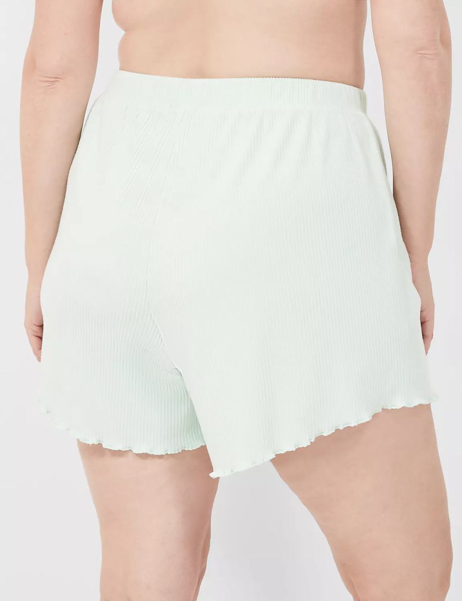 Women Lane Bryant Brushed Rib Lettuce-Hem Sleep Shorts Light Green | PAO664YA