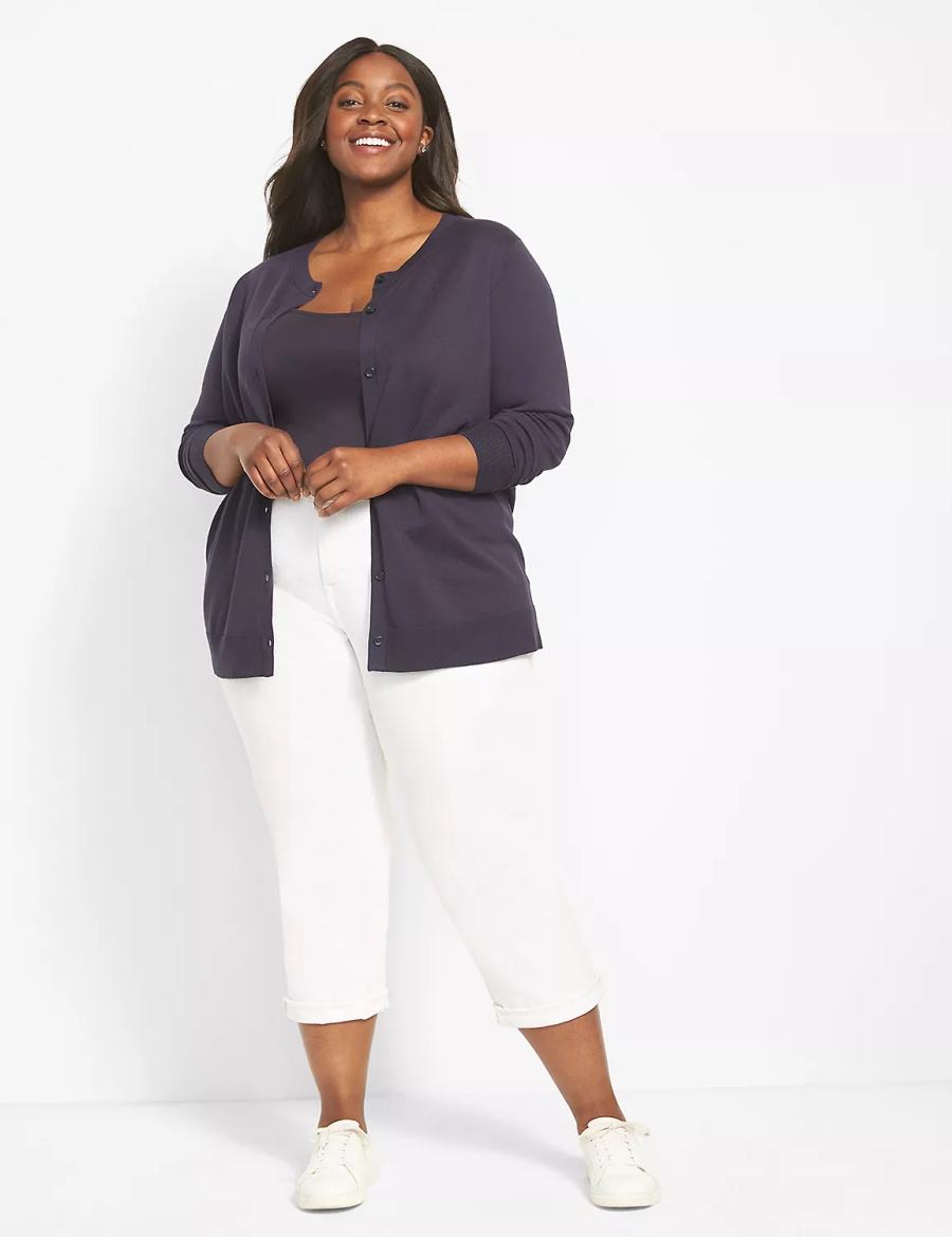 Women Lane Bryant Button-Front Cardigan Blue | TZA6733XZ