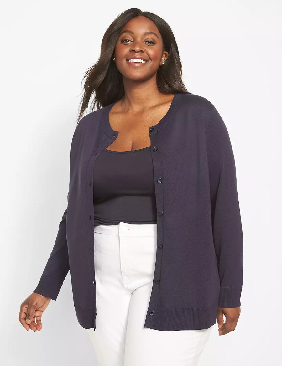 Women Lane Bryant Button-Front Cardigan Blue | TZA6733XZ