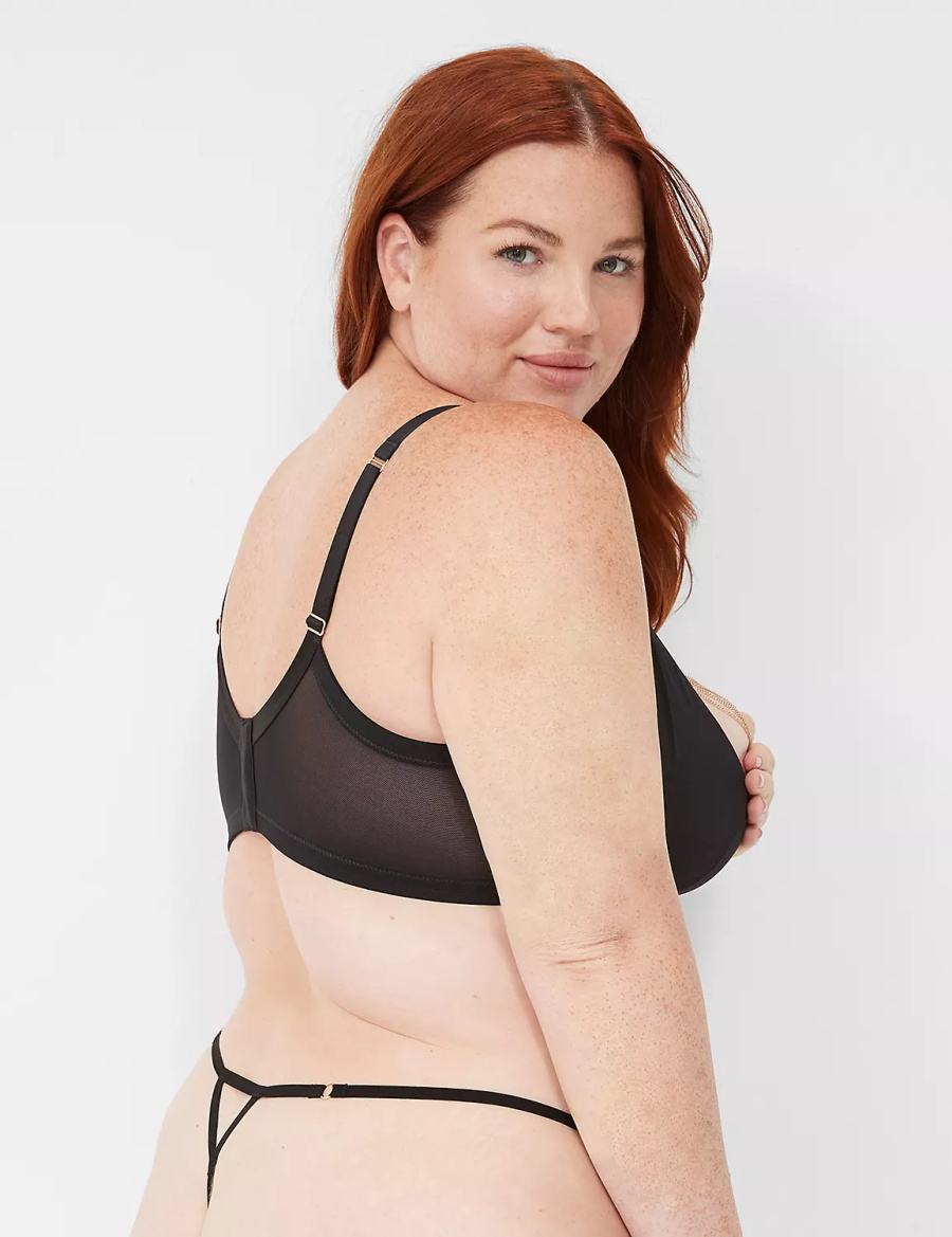 Women Lane Bryant Chain Embellished Thong Panty Black | GIS3473TL