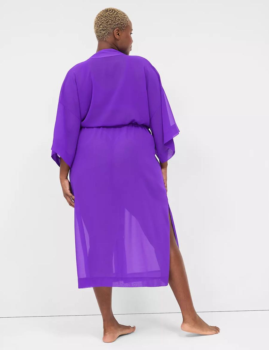 Women Lane Bryant Chiffon Duster Robe Purple | VEV10030LU