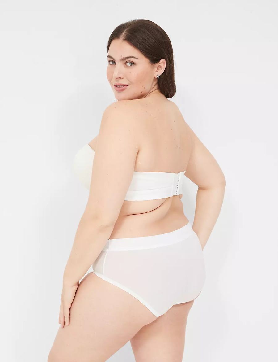 Women Lane Bryant Comfort Bliss Lightly Lined Multi-Way With Lace Strapless Bra White | UXC6683ZP