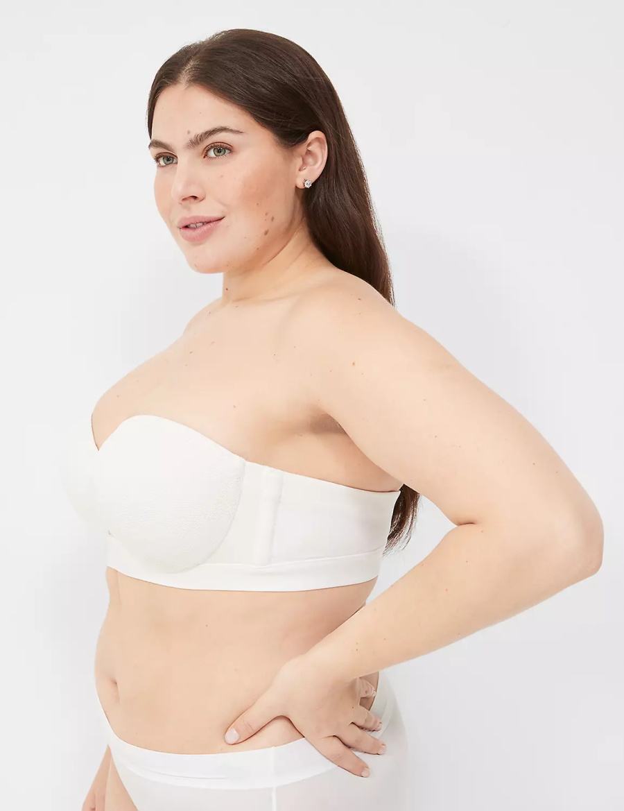 Women Lane Bryant Comfort Bliss Lightly Lined Multi-Way With Lace Strapless Bra White | UXC6683ZP