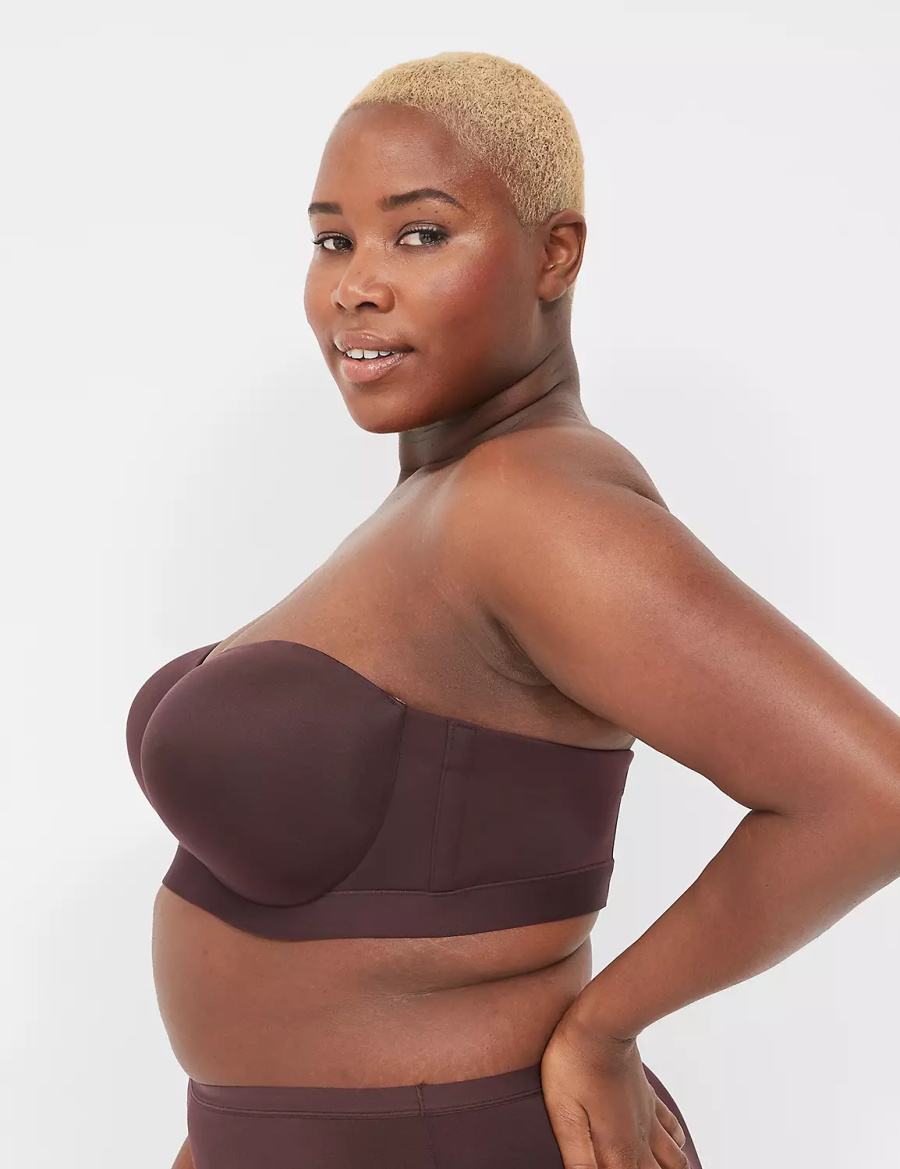 Women Lane Bryant Comfort Bliss Lightly Lined Multi-Way Strapless Bra Chocolate Purple | TWW4127MC