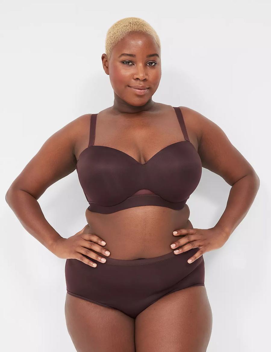 Women Lane Bryant Comfort Bliss Lightly Lined Multi-Way Strapless Bra Chocolate Purple | TWW4127MC