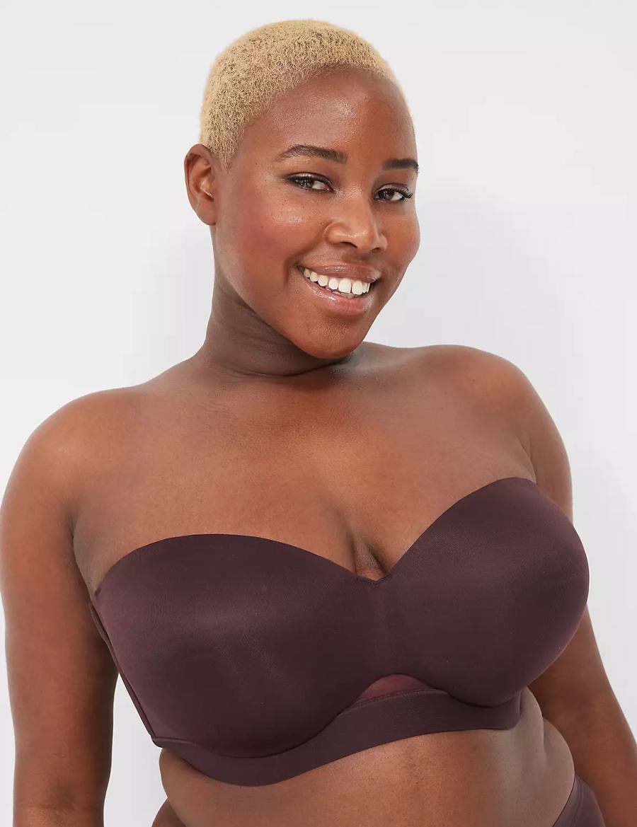 Women Lane Bryant Comfort Bliss Lightly Lined Multi-Way Strapless Bra Chocolate Purple | TWW4127MC