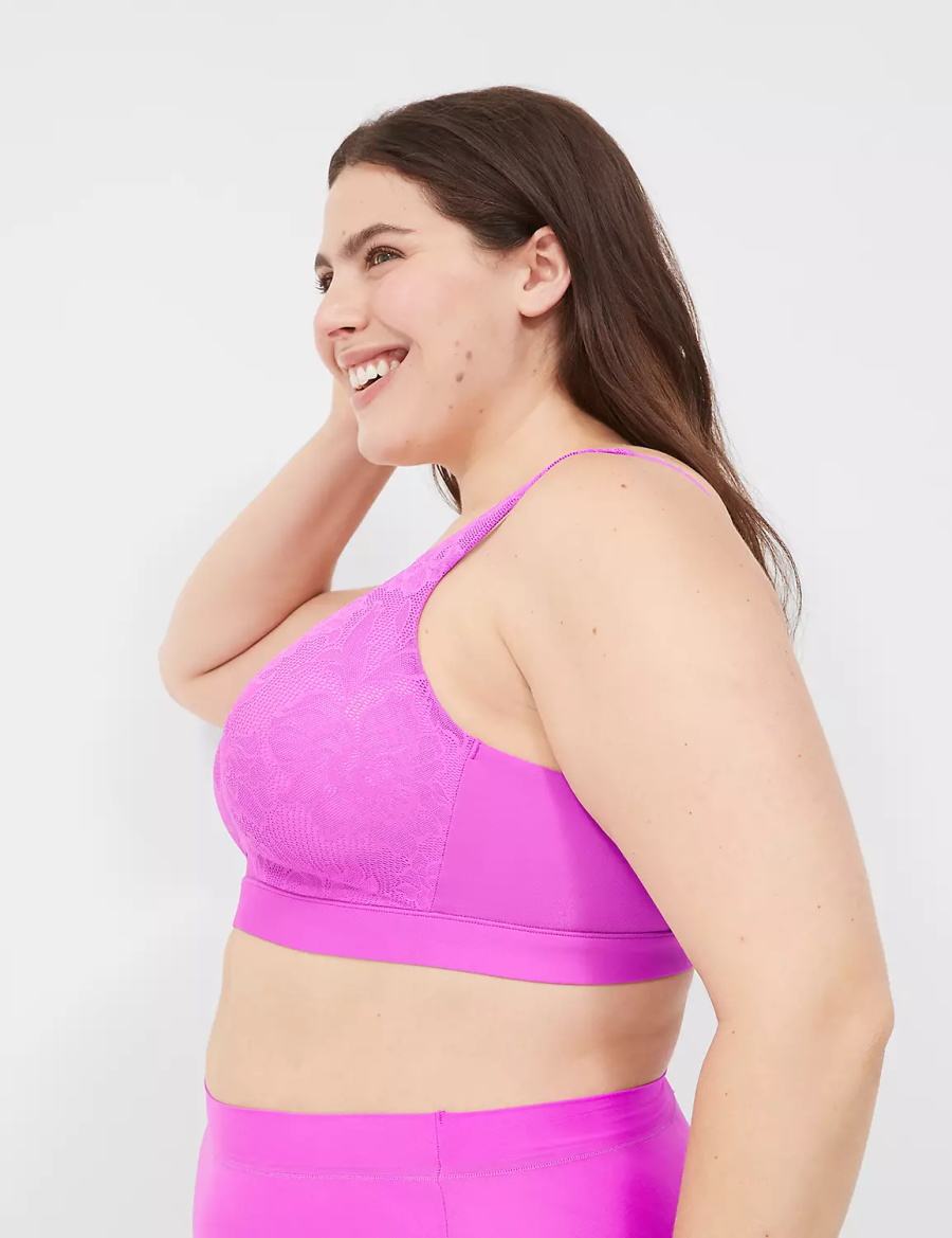 Women Lane Bryant Comfort Bliss Lightly Lined No-Wire Bralettes Light Purple | CYV5669NR