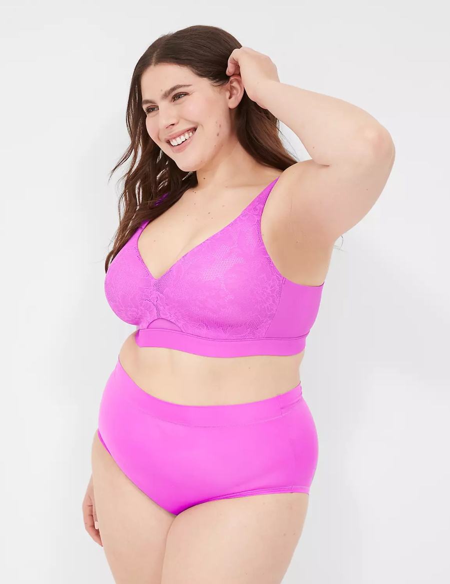 Women Lane Bryant Comfort Bliss Lightly Lined No-Wire Bralettes Light Purple | CYV5669NR