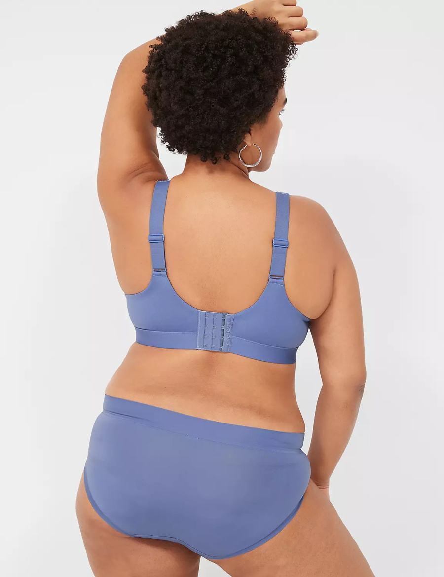 Women Lane Bryant Comfort Bliss Lightly Lined Plunge Bralettes Blue | ARE481EV