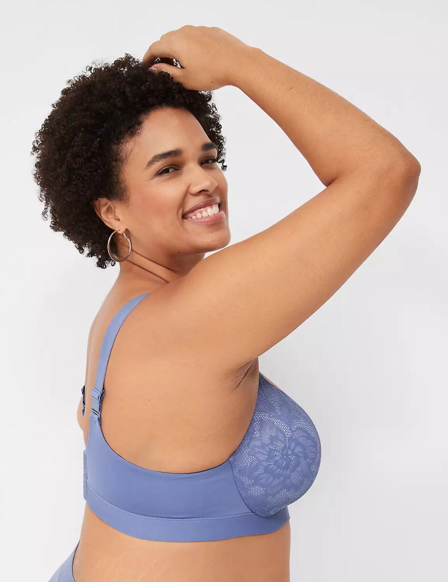 Women Lane Bryant Comfort Bliss Lightly Lined Plunge Bralettes Blue | ARE481EV