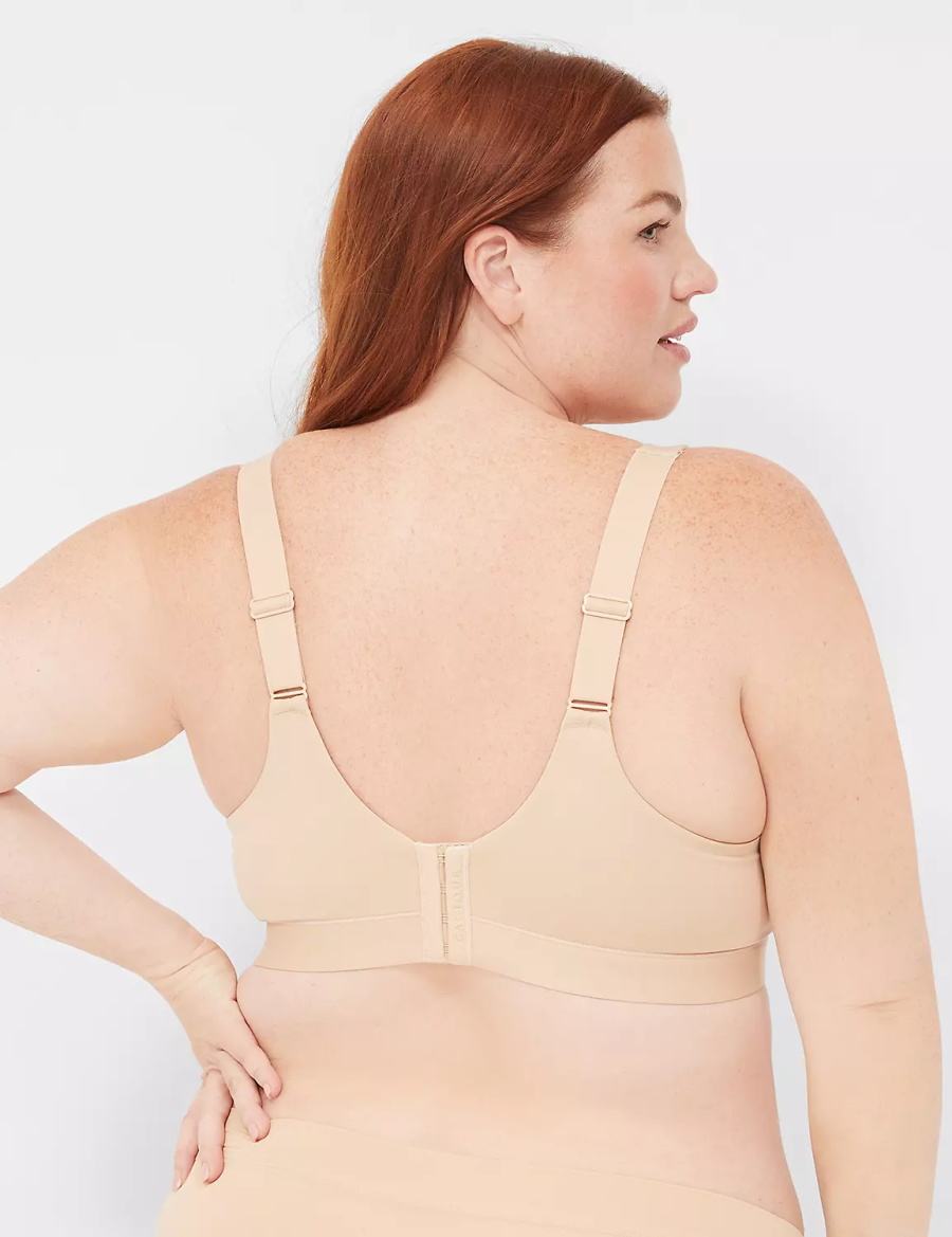 Women Lane Bryant Comfort Bliss Lightly Lined Plunge Bralettes Beige | MXY7534WC