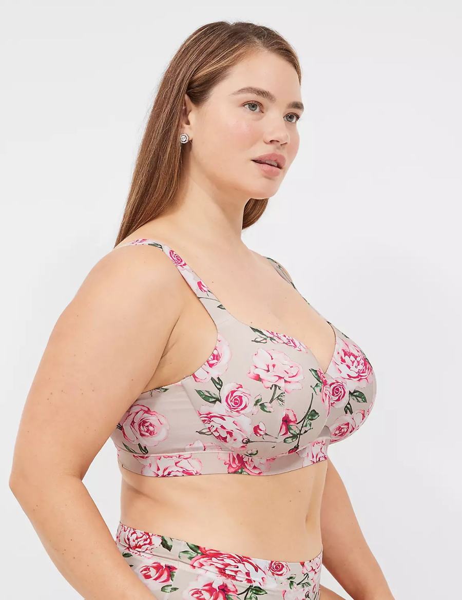 Women Lane Bryant Comfort Bliss Lightly Lined Balconette Bra Rose Grey | KON2281ZB